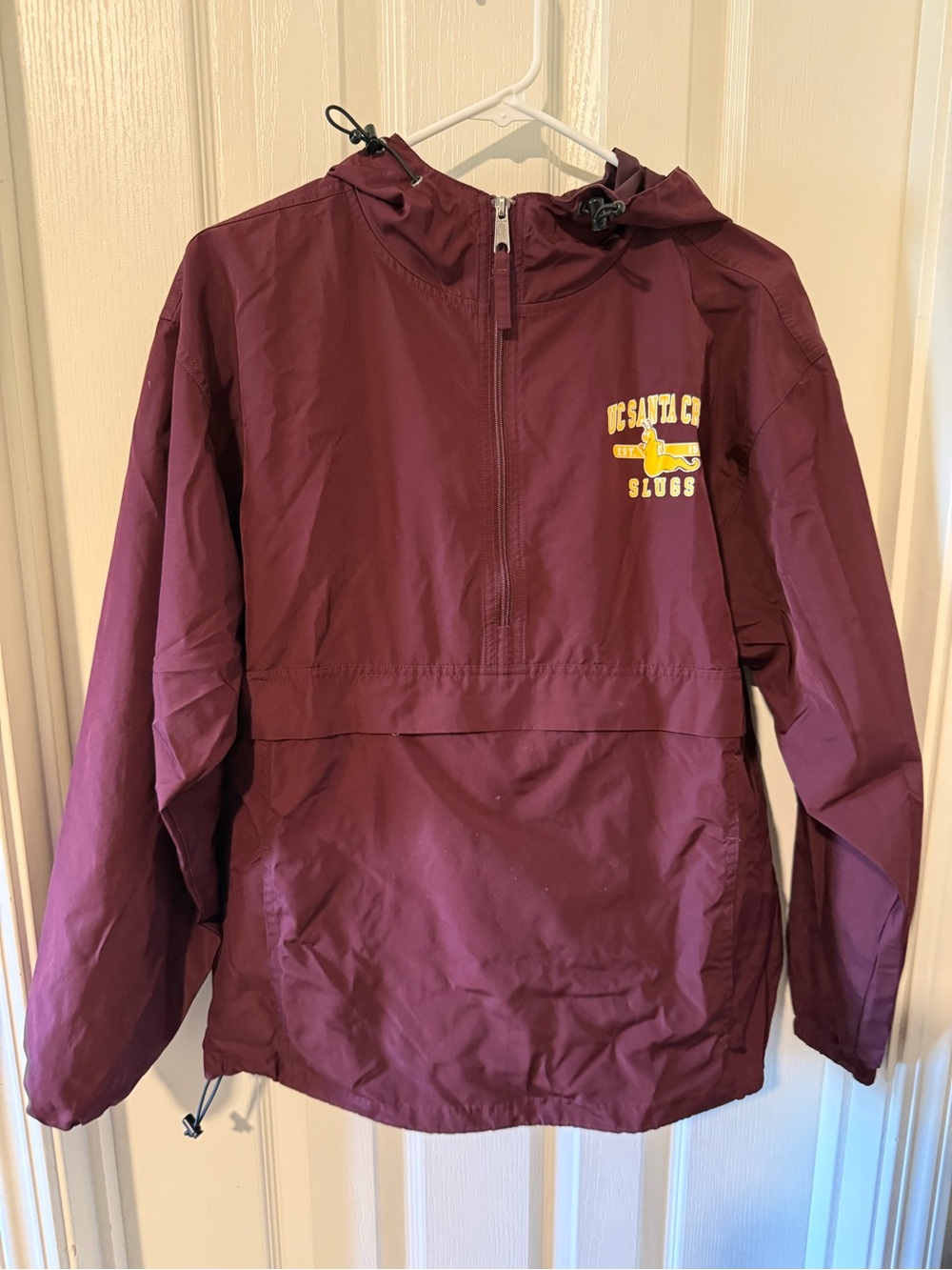 Champion Maroon Hooded Windbreaker with UCSC logo